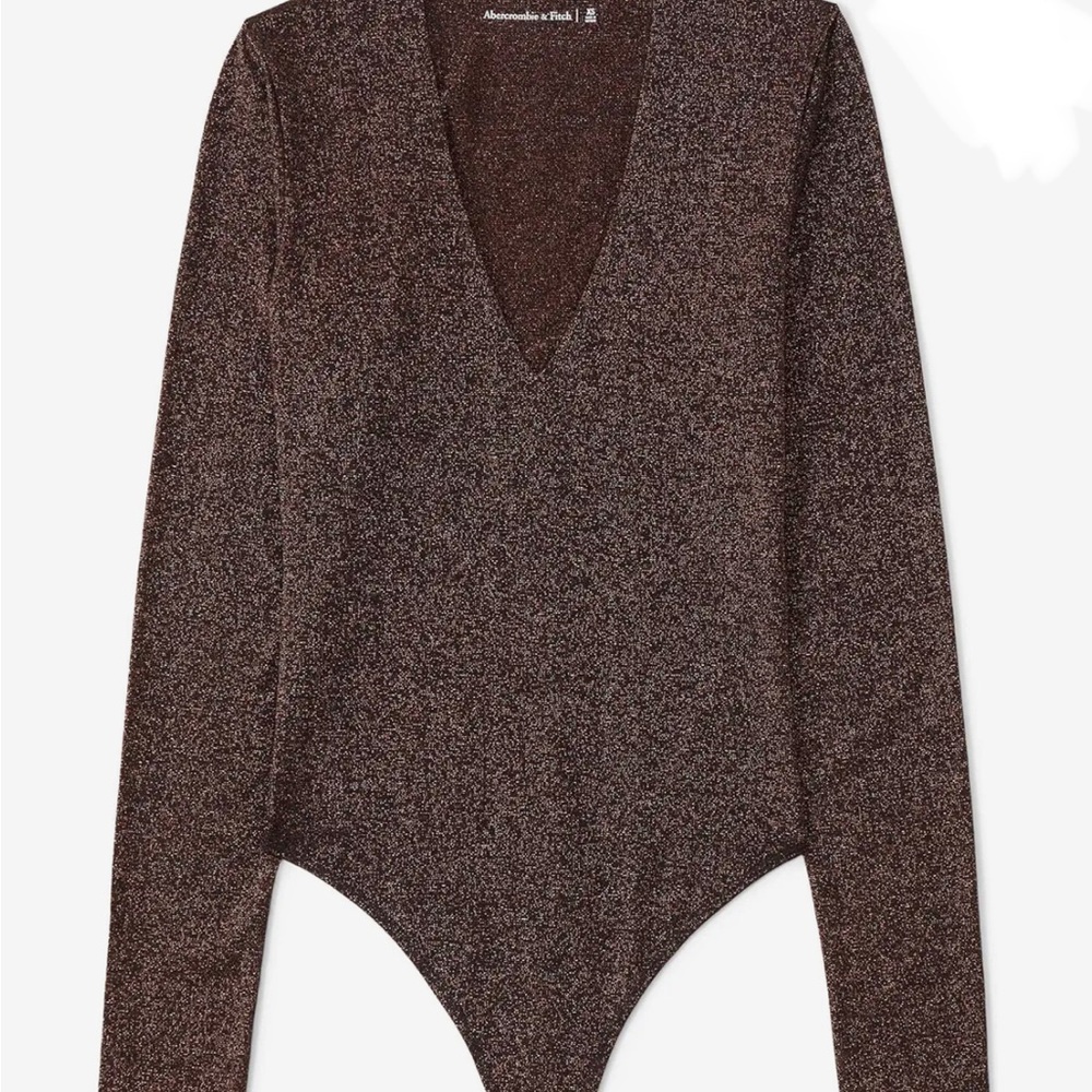 Abercrombie & Fitch long sleeve sparkle V-neck bodysuit size XS copper shimmer
